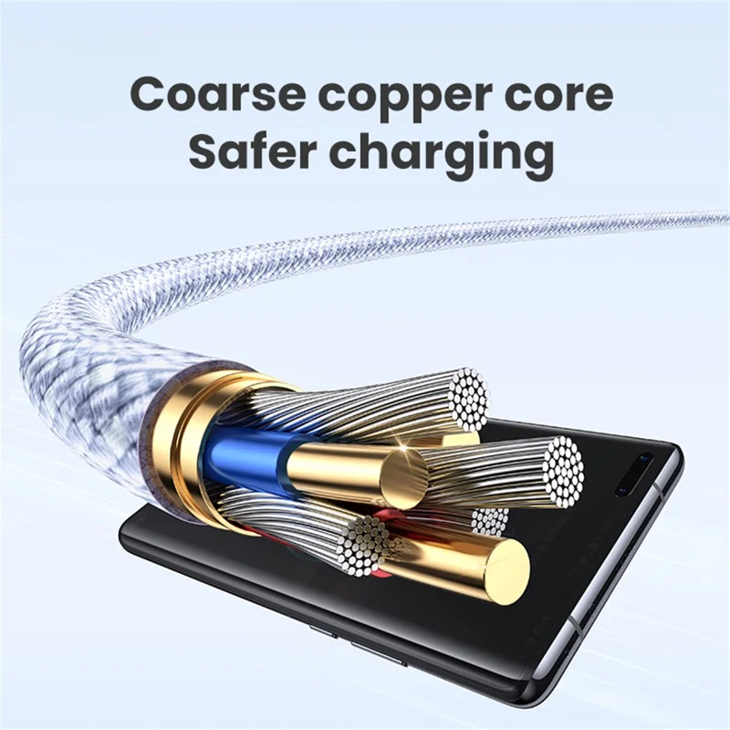 USAMS US-SJ656 U86 1.2m PD 60W Fast Charging Cable Type-C to Type-C Rainbow Braided Cord - Pink