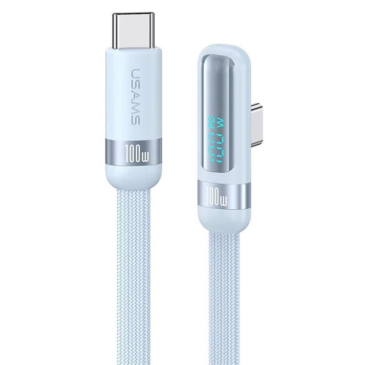 USAMS USAMS US-SJ653 Serie de Viento 1.2m Tipo-c a Tipo c Cable de Datos de Visualización de Cable de Carga Rápida PD 100W - Azul