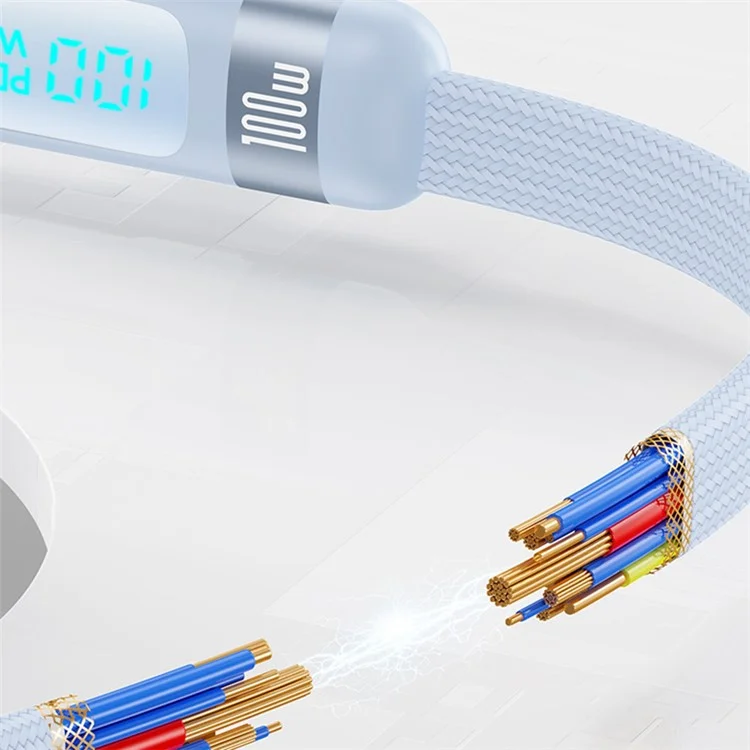 USAMS USAMS US-SJ653 Serie de Viento 1.2m Tipo-c a Tipo c Cable de Datos de Visualización de Cable de Carga Rápida PD 100W - Negro