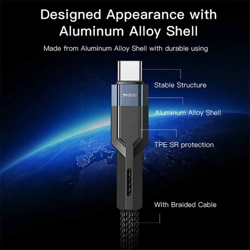 YESIDO CA108 PD 60W UBS-C Fast Charging Cable Type-C to Type-C Charging Data Cord