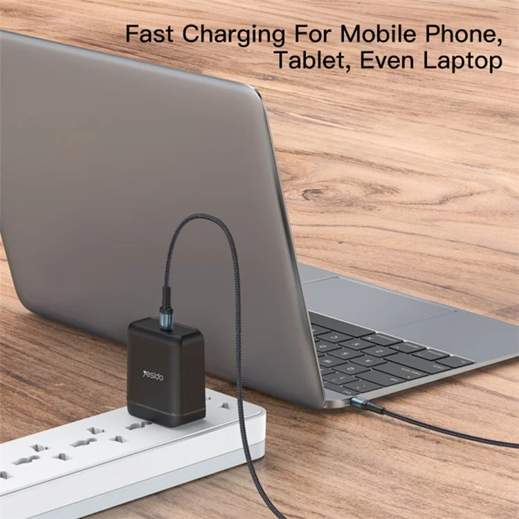 YESIDO CA78 1.2m PD 60W Phone Fast Charging Data Cable Type-C to Type-C Braided Cord