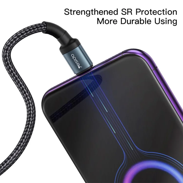 YESIDO CA78 1.2m PD 60W Phone Fast Charging Data Cable Type-C to Type-C Braided Cord