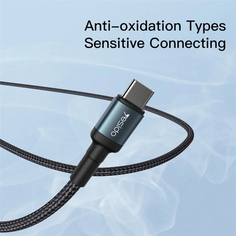 YESIDO CA78 1.2m PD 60W Phone Fast Charging Data Cable Type-C to Type-C Braided Cord