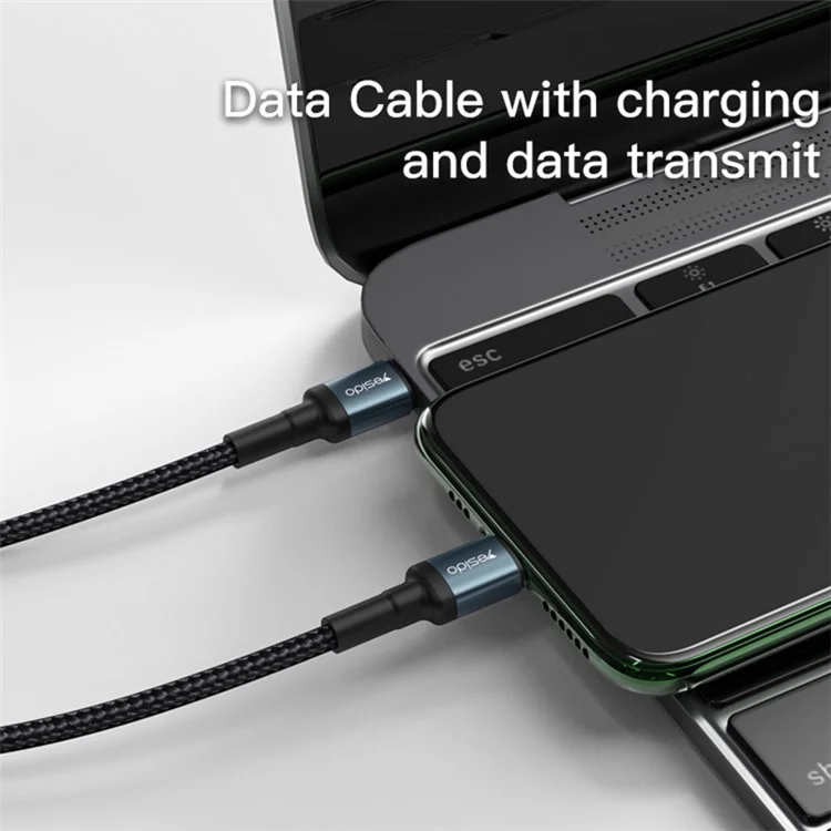 YESIDO CA78 1.2m PD 60W Phone Fast Charging Data Cable Type-C to Type-C Braided Cord