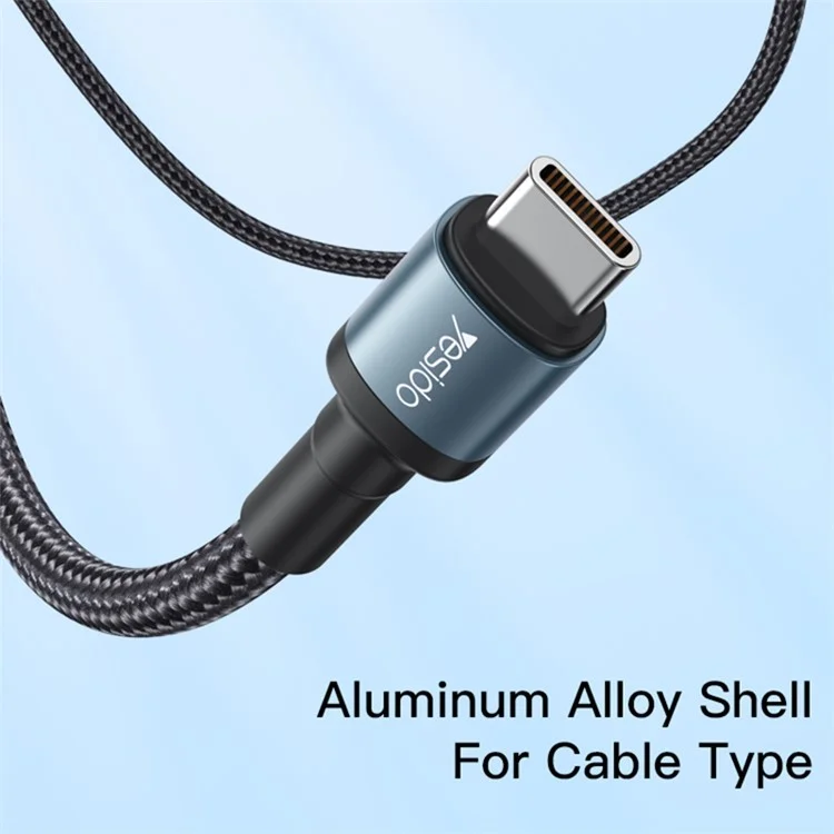 YESIDO CA78 1.2m PD 60W Phone Fast Charging Data Cable Type-C to Type-C Braided Cord