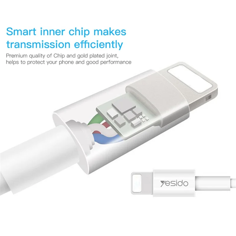 YESIDO CA22 2A Kabel ładowania typu C, odporno na rozciąganie, elastyczne PVC, 1,2 m, kabel danych USB