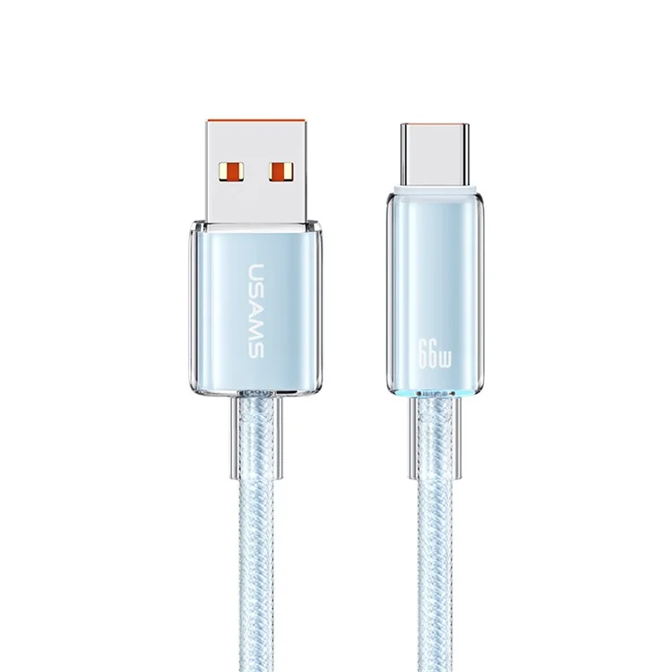 USAMS US-SJ658 Cloud Series 1.2m USB-A a Tipo-C Cable de Carga Rápida de 6A con Datos Trenzados y Luz - Azul