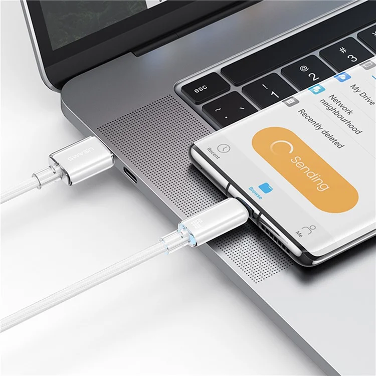 USAMS US-SJ658 Cloud Series 1.2m USB-A a Tipo-C Cable de Carga Rápida de 6A con Datos Trenzados y Luz - Azul
