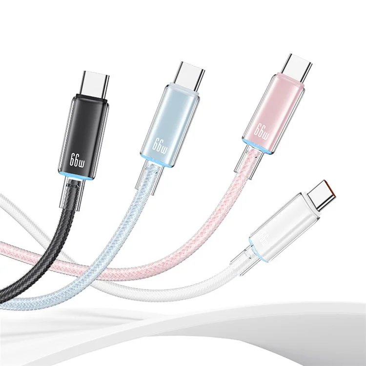USAMS US-SJ658 Cloud Series 1.2m USB-A a Tipo-C Cable de Carga Rápida de 6A con Datos Trenzados y Luz - Azul