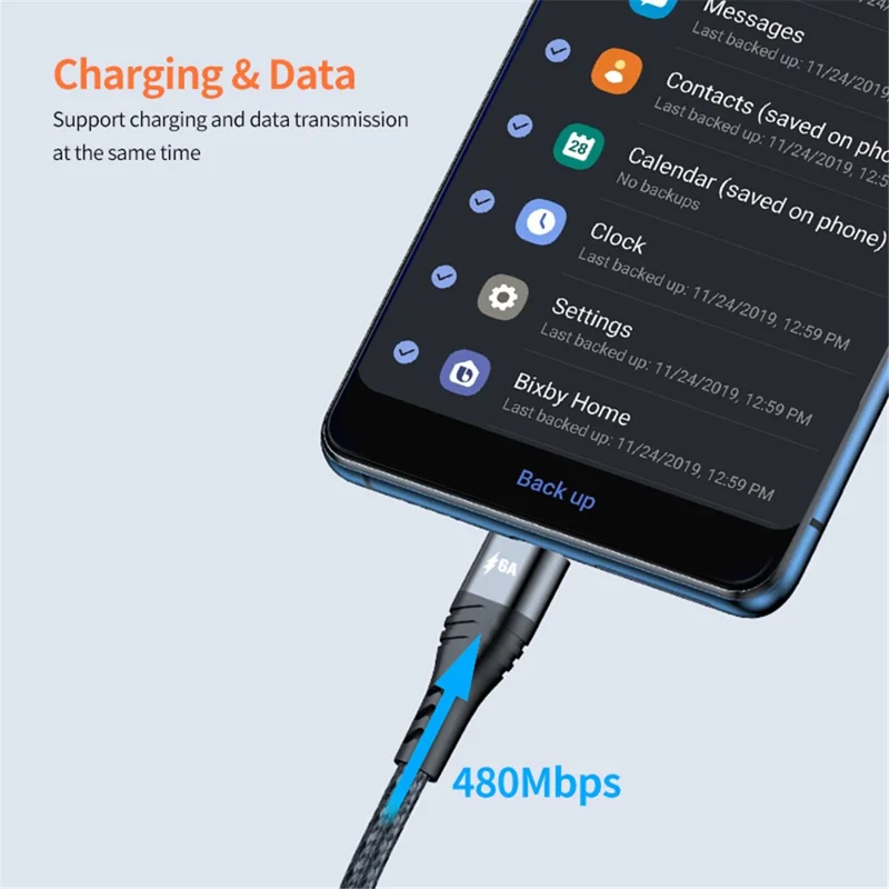 ENKAY 6A Cabo de Carregamento Rápido 1,2m 4 em 1 USB para iP / Tipo-C / Micro USB Cabo de Carregamento de Dados - Cinza