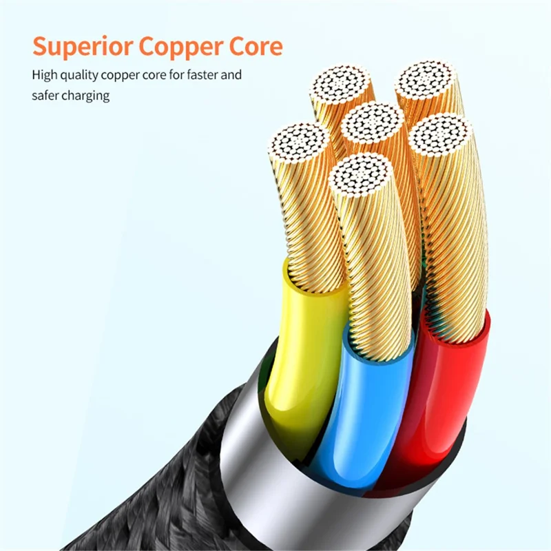 ENKAY Type-C / USB til iP / Type-C / Micro USB opladningskabel, 2 m 5 A hurtig opladning datakabel - Grå