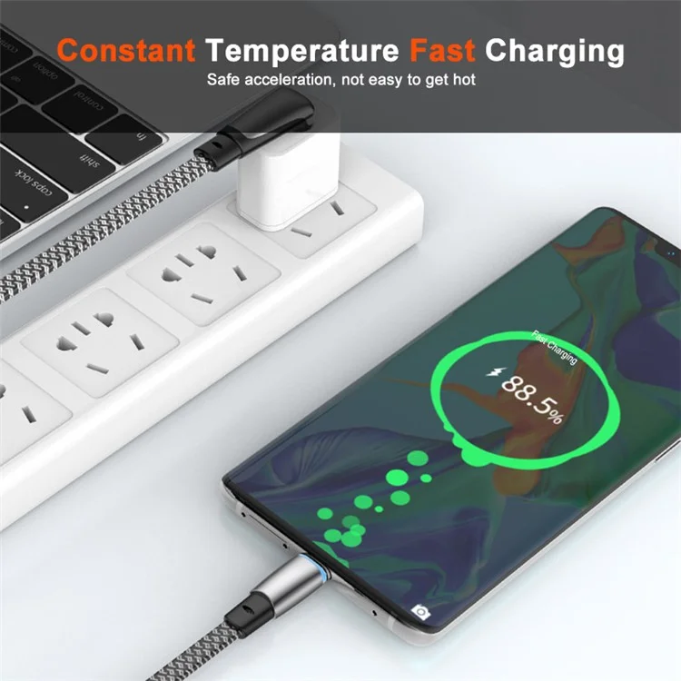 ENKAY 2m PD 65W Fast Charging Cable Angled Type-C zu Type-C Flaches Ladekabel