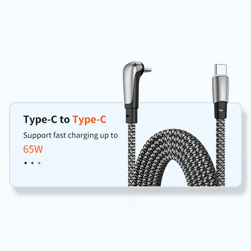 ENKAY 0.5m PD 65W Angled Type-C to Type-C Fast Charging Cable Charging Data Cord