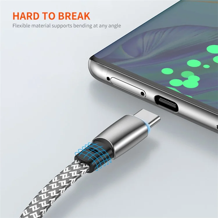 ENKAY 1.2m Angled Type-C to Type-C PD 65W Fast Charging Cable Flat Cord with Indicator Light