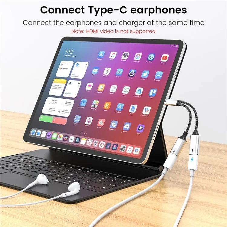 Type-C Male to Double USB C Female Splitter Cable OTG Hub Support PD 60W Fast Charging for Mobile Phone / Laptop