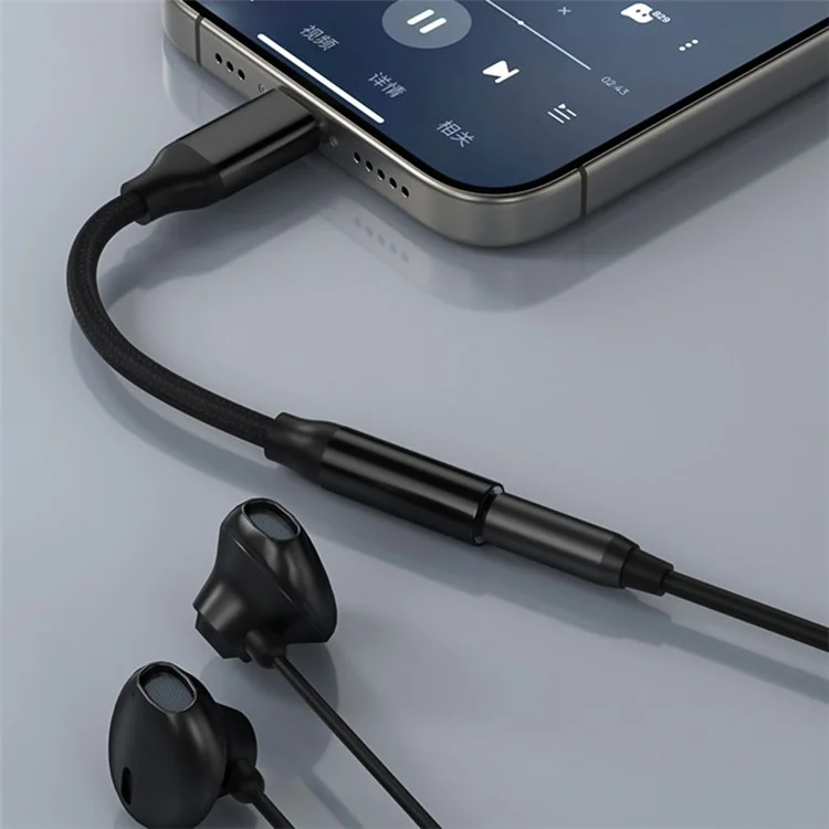 TIANSTON For iPhone 15 Type-C Male to 3.5mm Female Headphone Adapter Audio Cable
