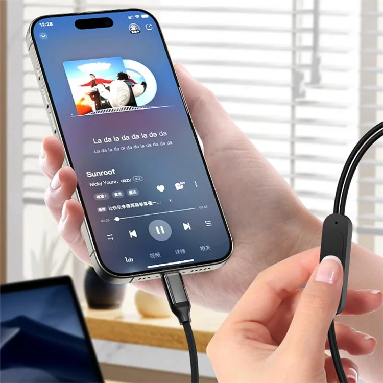 TIANSTON For iPhone 15 Type-C Male to 3.5mm Female Headphone Adapter Audio Cable