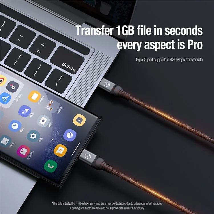 NILLKIN Swift Pro 3-in-1 Cable Nylon Braided USB to Type-C / iP / Micro Charging Cord - Black