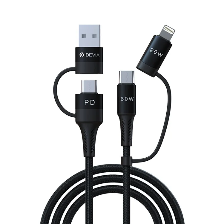 DEVIA EC504 Série Vitesse Extrême Câble de charge rapide multifonction 4 en 1 de 1,5 m Tressé en nylon 