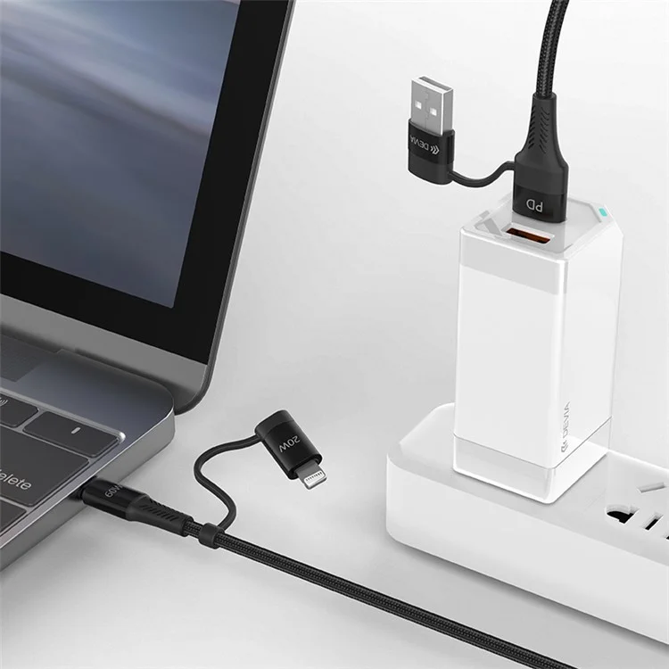 DEVIA EC504 Série Vitesse Extrême Câble de charge rapide multifonction 4 en 1 de 1,5 m Tressé en nylon 