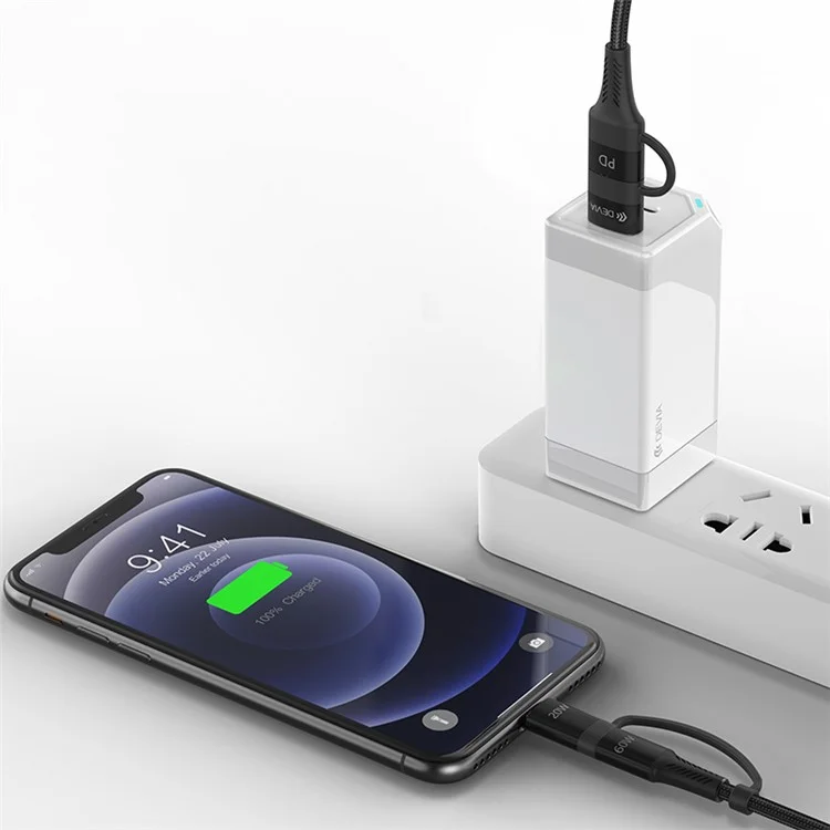 DEVIA EC504 Série Vitesse Extrême Câble de charge rapide multifonction 4 en 1 de 1,5 m Tressé en nylon 