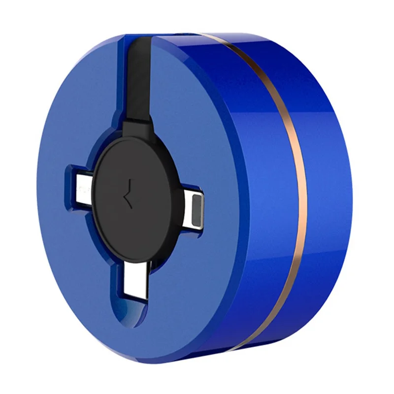 USB to iOS / Micro / Type-C 3-in-1 Retractable Data Cable 66W Fast Charging Cord - Blue