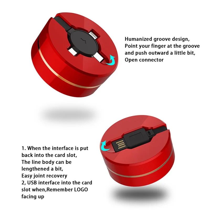 USB to iOS / Micro / Type-C 3-in-1 Retractable Data Cable 66W Fast Charging Cord - Blue