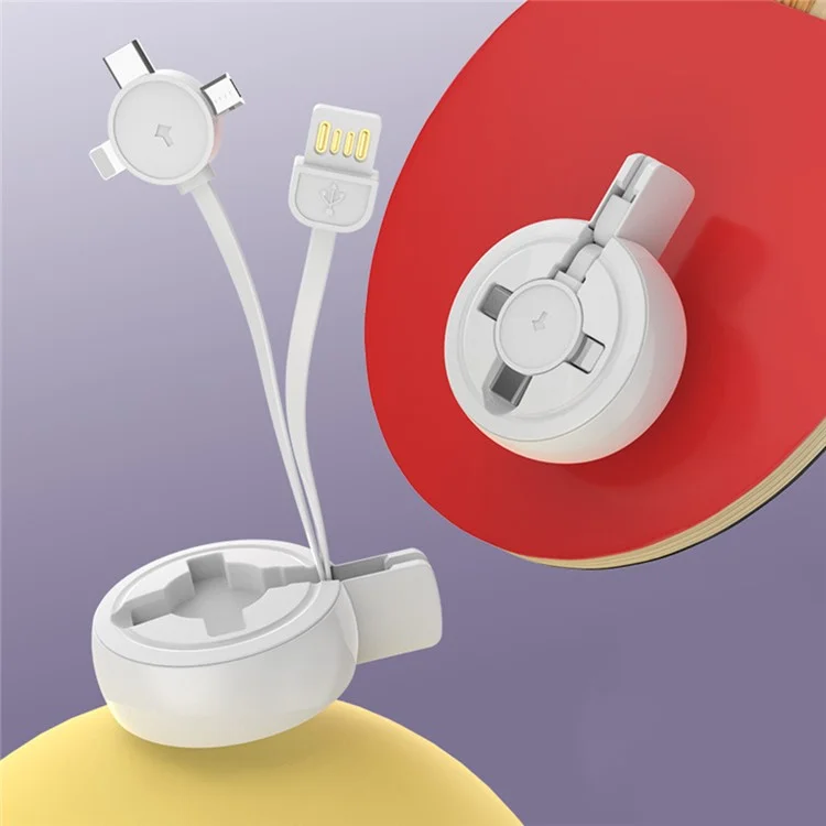 Câble de chargement rétractable 3 en 1 Micro / iP / Type-C pour iPhone / Samsung / Xiaomi - Vert