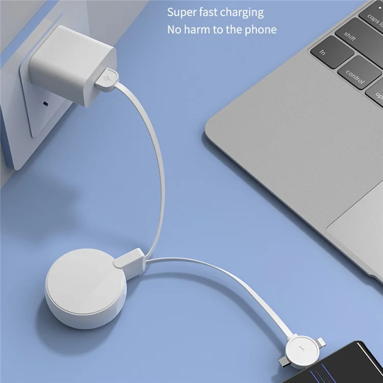 Câble de chargement rétractable 3 en 1 Micro / iP / Type-C pour iPhone / Samsung / Xiaomi - Vert