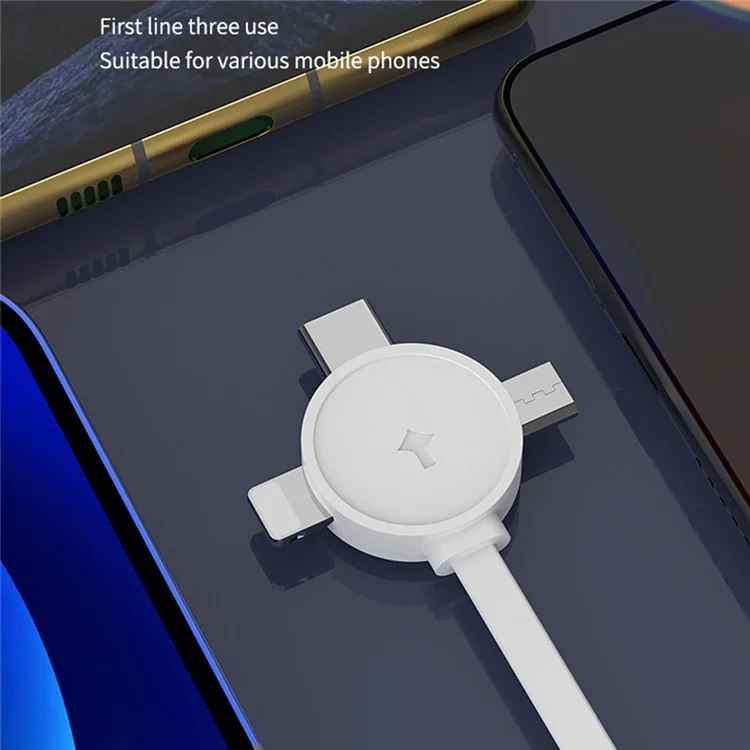 Câble de chargement rétractable 3 en 1 Micro / iP / Type-C pour iPhone / Samsung / Xiaomi - Vert