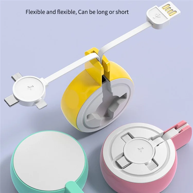 Câble de chargement rétractable 3 en 1 Micro / iP / Type-C pour iPhone / Samsung / Xiaomi - Vert