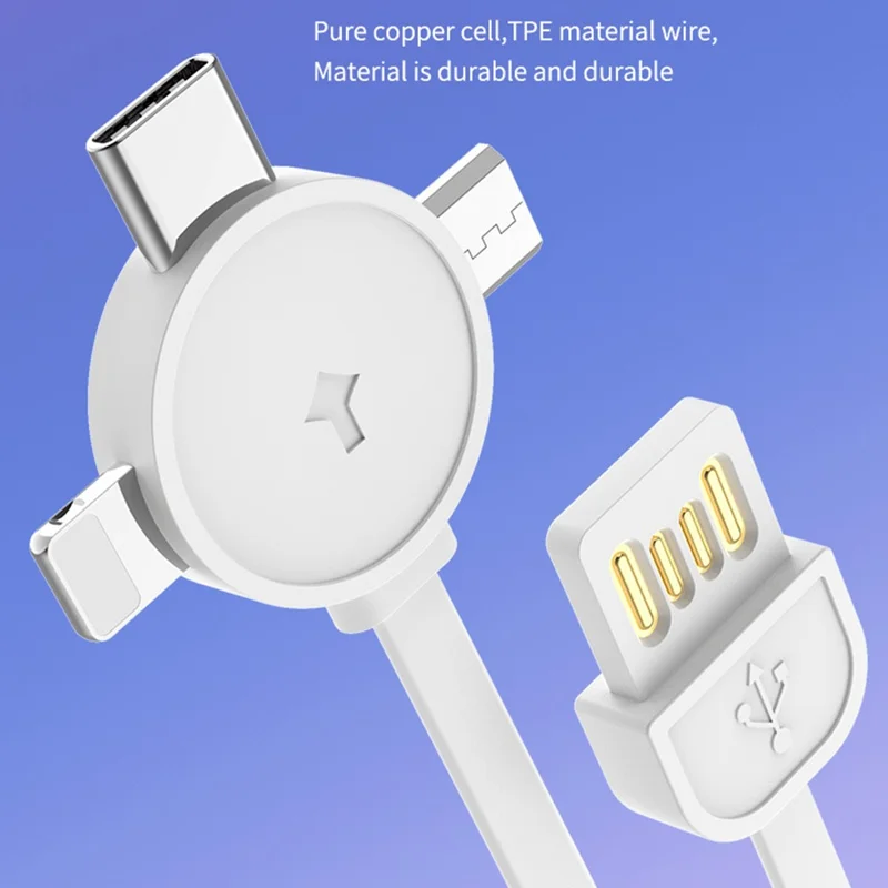 Câble de charge rétractable 3-en-1 Micro / iP / Type-C pour iPhone / Samsung / Xiaomi - Jaune