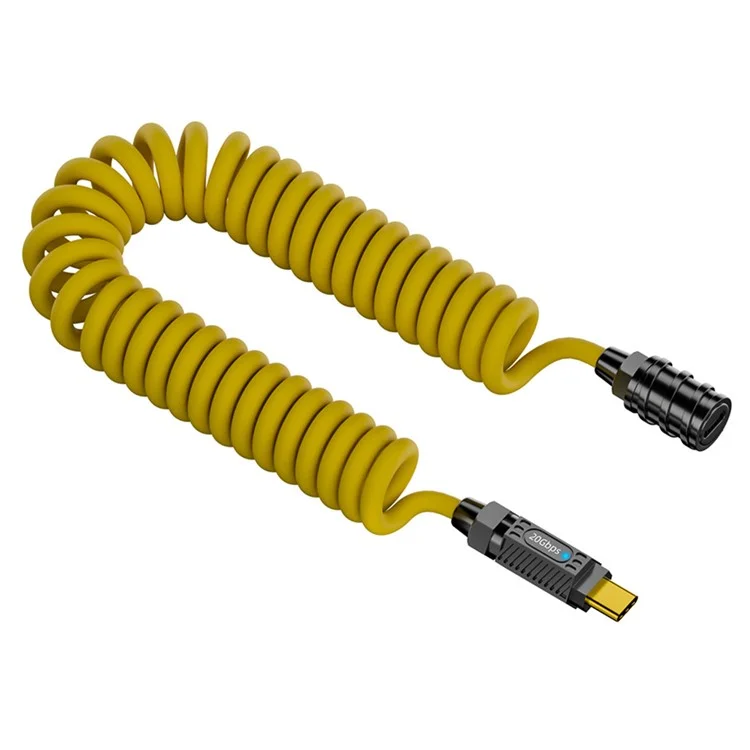 1.8m Spring Cable 8K 60Hz 140W USB3.2 Type-C Female to Male 20Gbps Data Transfer Cord