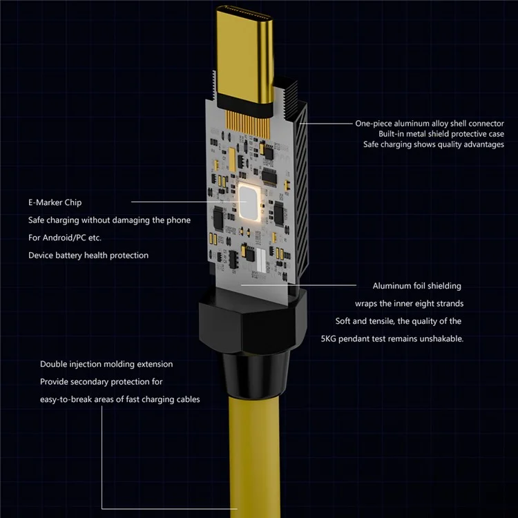 1.8m Spring Cable 8K 60Hz 140W USB3.2 Type-C Female to Male 20Gbps Data Transfer Cord