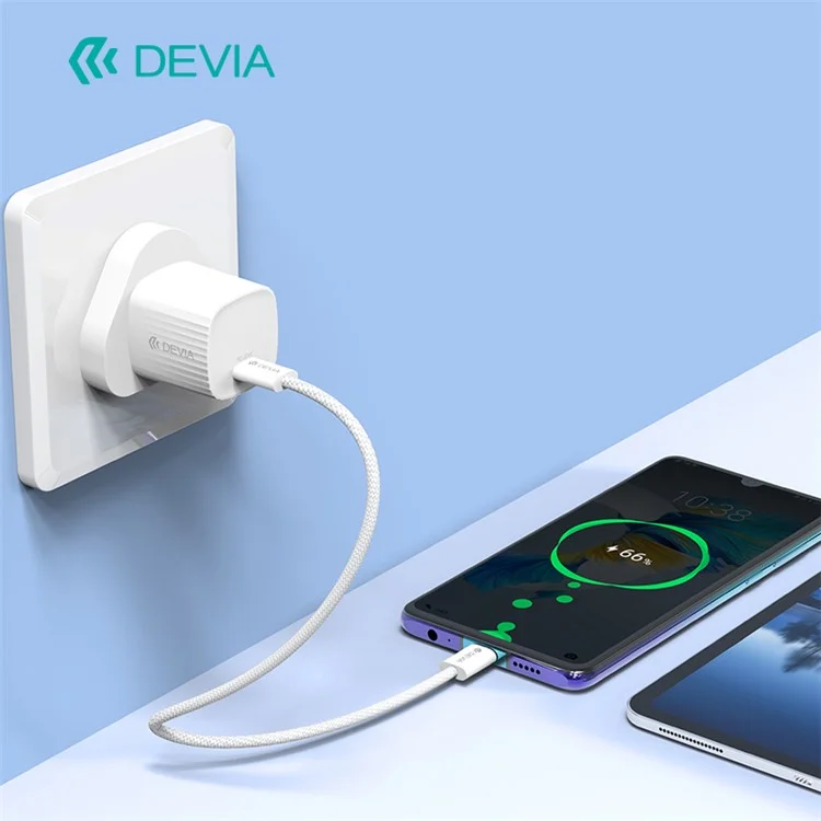 DEVIA Smart Series EC325 1m Type-C to Type-C PD 60W Data Cable Fast Charging Woven Cord