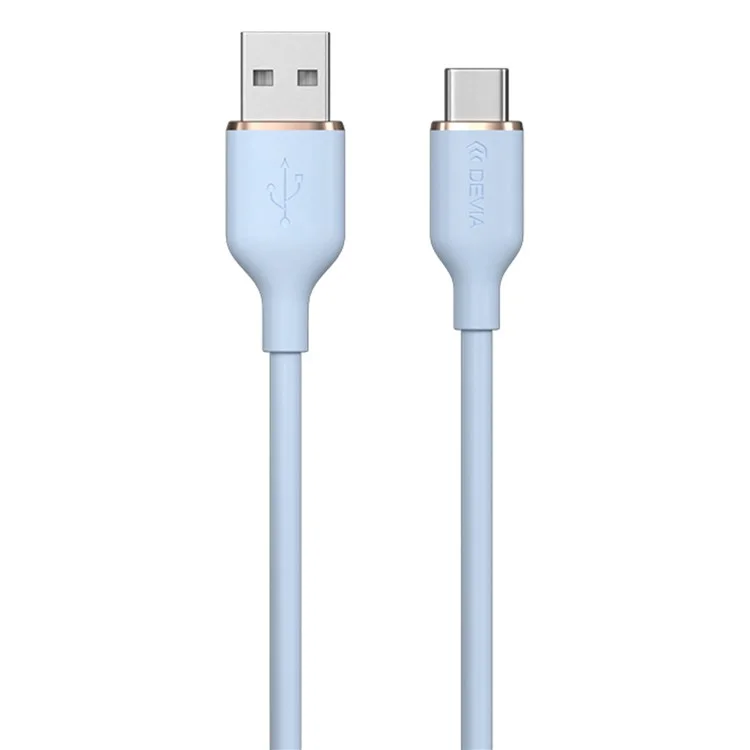 DEVIA Jelly Series EC629 1,2 m USB-A auf Typ-C Silikon-Ladekabel, Datensynchronisationskabel - Blau