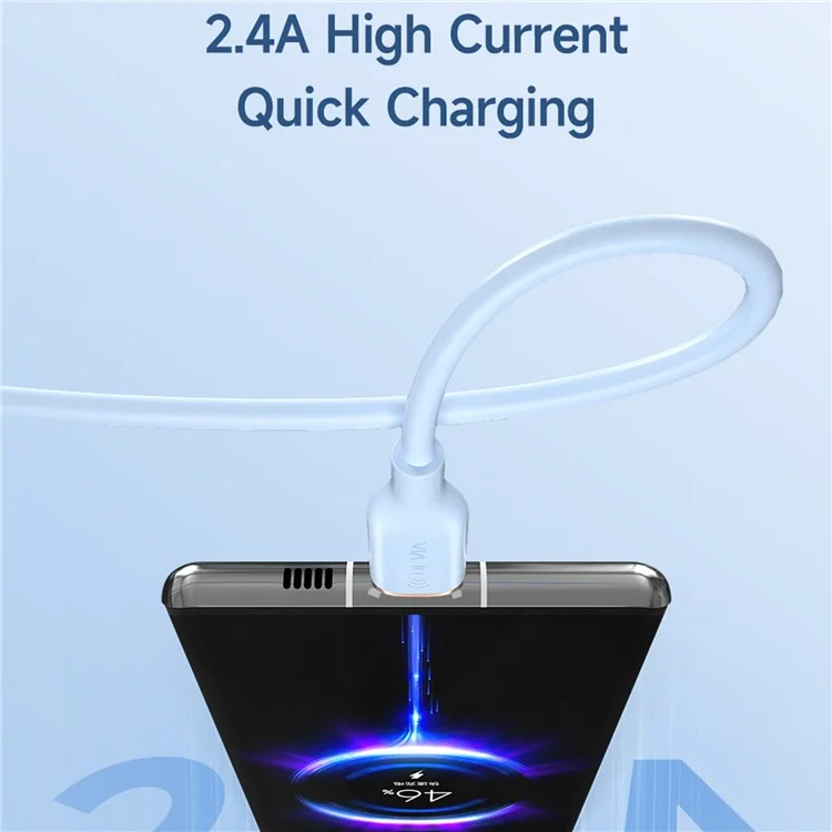 DEVIA Jelly Series EC629 1,2 m USB-A auf Typ-C Silikon-Ladekabel, Datensynchronisationskabel - Blau