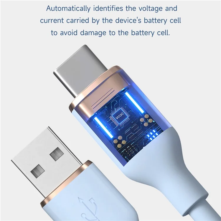 DEVIA Jelly Series EC629 1,2 m USB-A auf Typ-C Silikon-Ladekabel, Datensynchronisationskabel - Blau