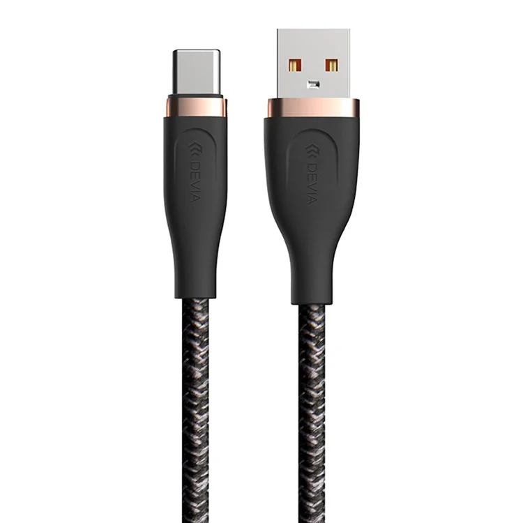 DEVIA Star Series EC311 1.5m USB-A to Type-C Data Cable 2.4A Fast Charging Cord - Black