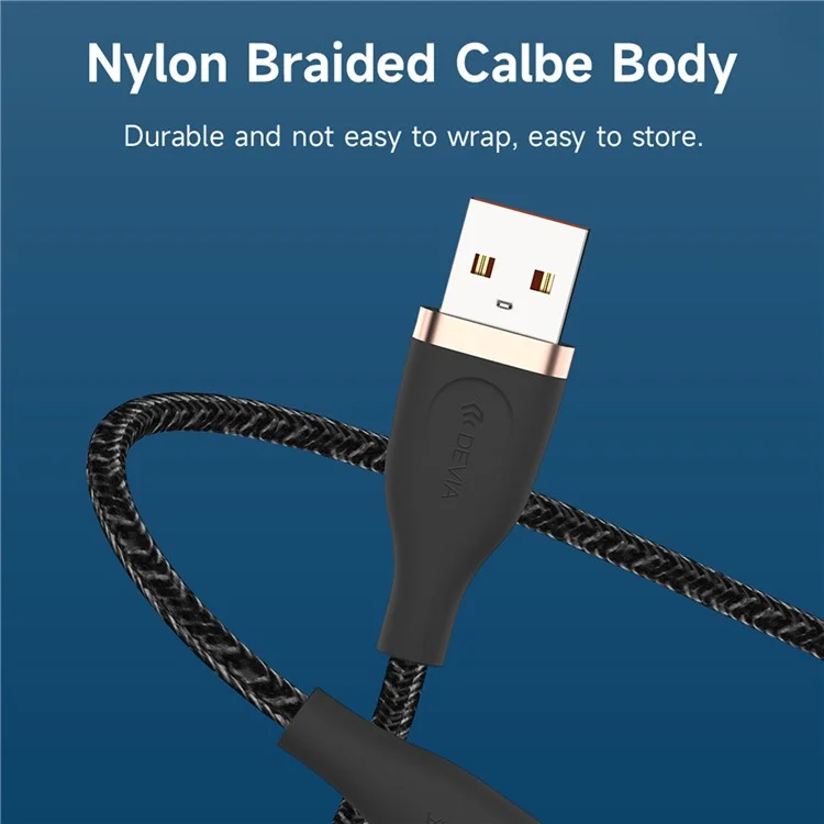 DEVIA Star Series EC311 1.5m USB-A to Type-C Data Cable 2.4A Fast Charging Cord - Black