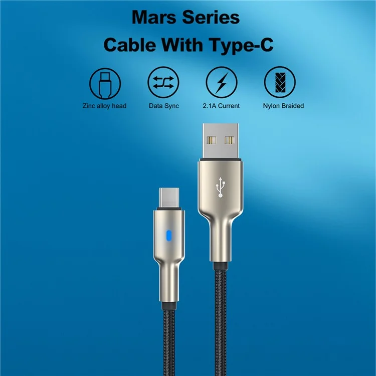 DEVIA Mars Series EC313 1.5m Cable de Datos USB-A a Tipo-C de Aleación de Zinc con Trenzado de Nailon