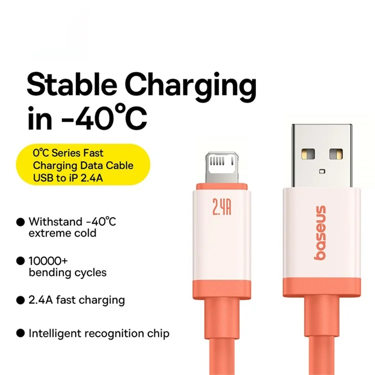 Résistance de la Temple Basus USB à ip 2.4A Câble de Charge Rapide Canyon Coral 2m Données Câble Chargé