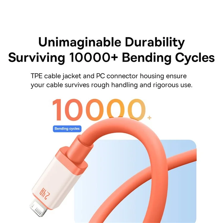 Résistance de la Temple Basus USB à ip 2.4A Câble de Charge Rapide Canyon Coral 2m Données Câble Chargé