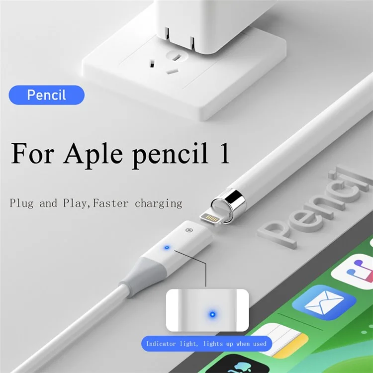 USB-A Charging Adapter Cable Compatible with Apple Pencil 1st Generation, 100cm Charging Cord