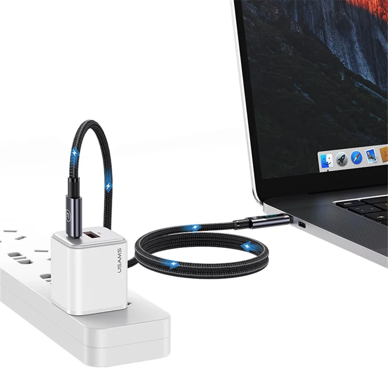 USAMS US-SJ671 Type-C To Type-C 100W Fast Charging Cable 1.2m Charger Data Cord with Display