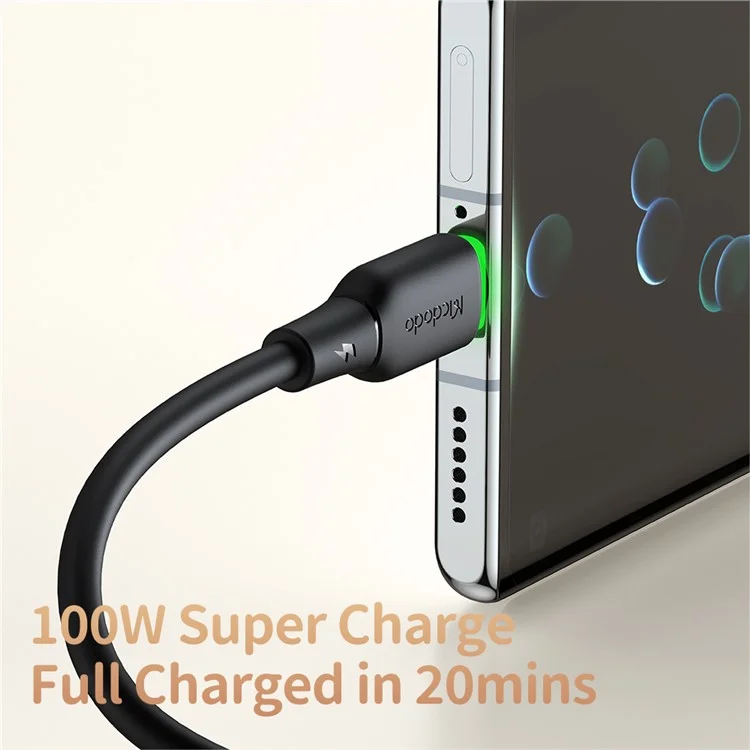 MCDODO Alpha Series CA-475 1.2m USB-A to Type-C Charging Cable 6A Silicone Data Transfer Cord - Black