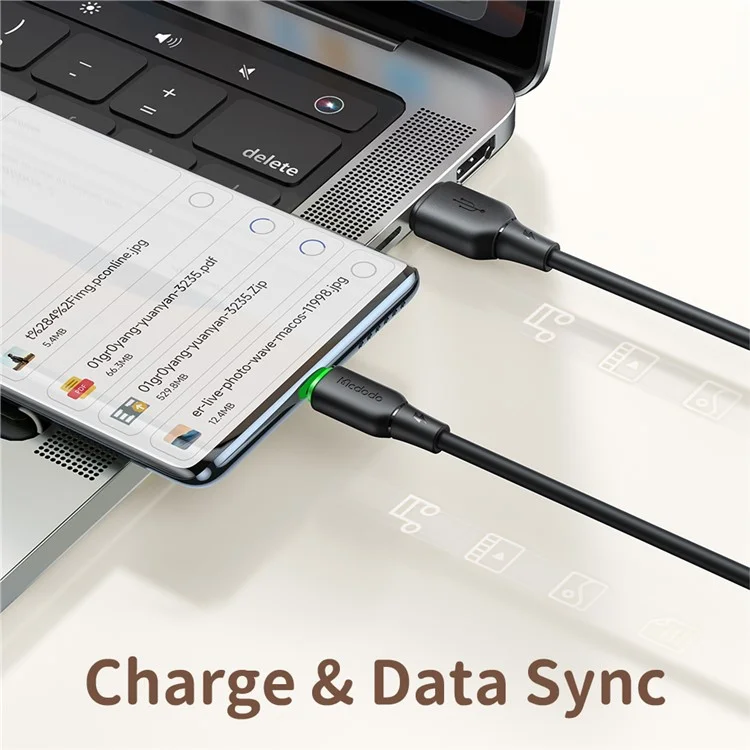 MCDODO Alpha Series CA-475 1.2m USB-A to Type-C Charging Cable 6A Silicone Data Transfer Cord - Black