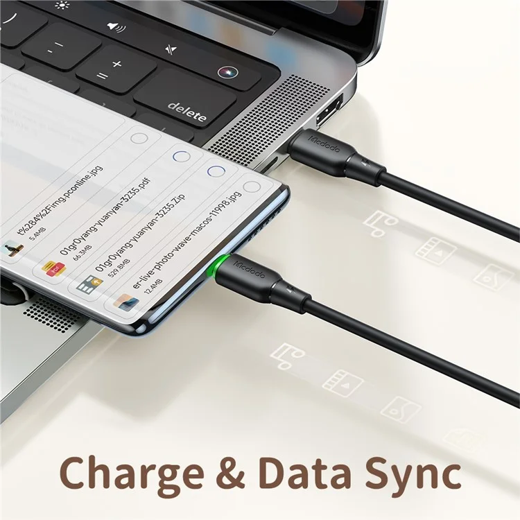 MCDODO Alpha Series CA-477 1.2m Type-C to Type-C Fast Charging Cable Silicone 65W Phone Charger Cord - Black