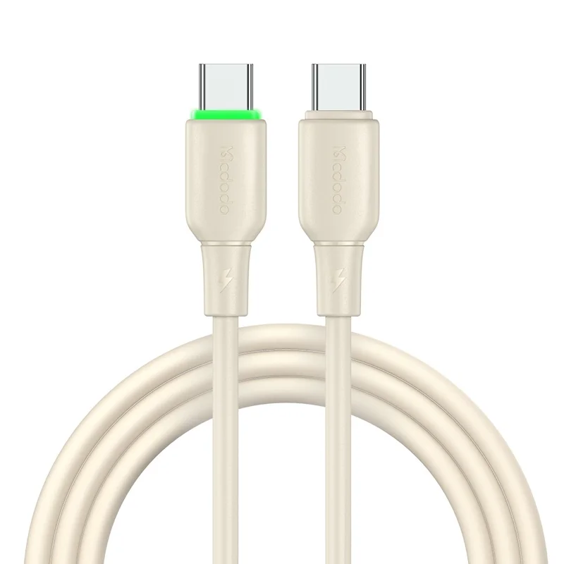 MCDODO Alpha Series CA-477 1.2m Type-C to Type-C Fast Charging Cable Silicone 65W Phone Charger Cord - Beige