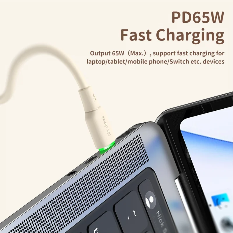 MCDODO Alpha Series CA-477 1.2m Type-C to Type-C Fast Charging Cable Silicone 65W Phone Charger Cord - Beige